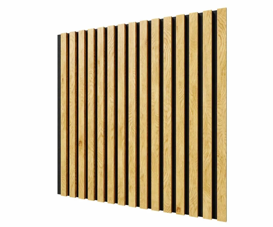 Акустическая панель, черный войлок, 600х600х19мм, рейки МДФ дуб Медный