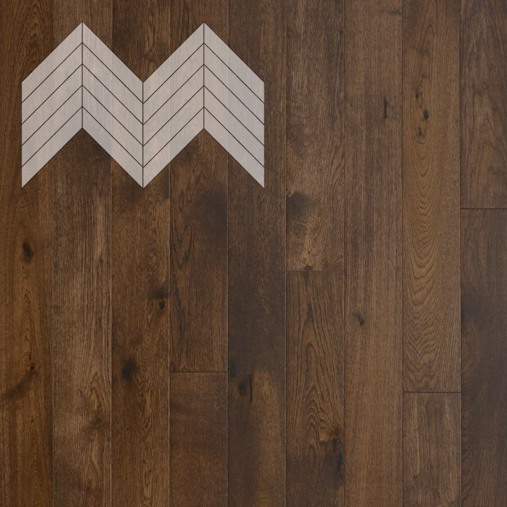 Паркет Елка Французская Lab Arte Chevron Дуб Селект Коньяк лак 600/510х90х14/3/45°