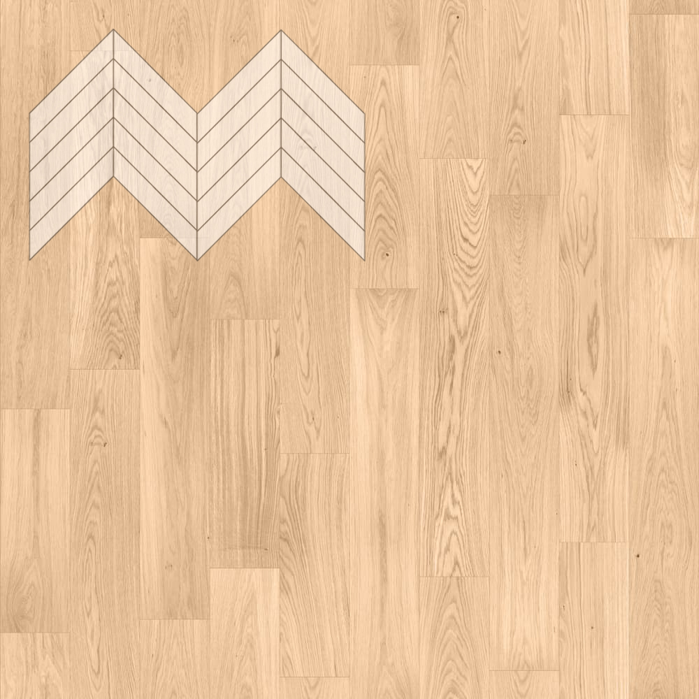 Паркет Елка Французская Lab Arte Chevron Дуб Рустик Блонд лак 600/510х90х14/3/45°