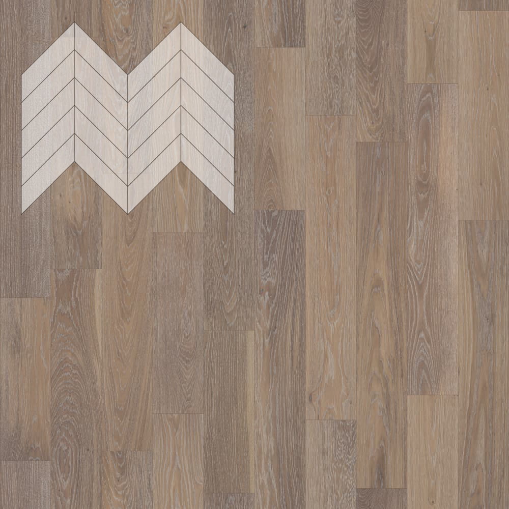 Паркет Елка Французская Lab Arte Chevron Дуб Селект Деликат лак 600/475х125х14/3/45°