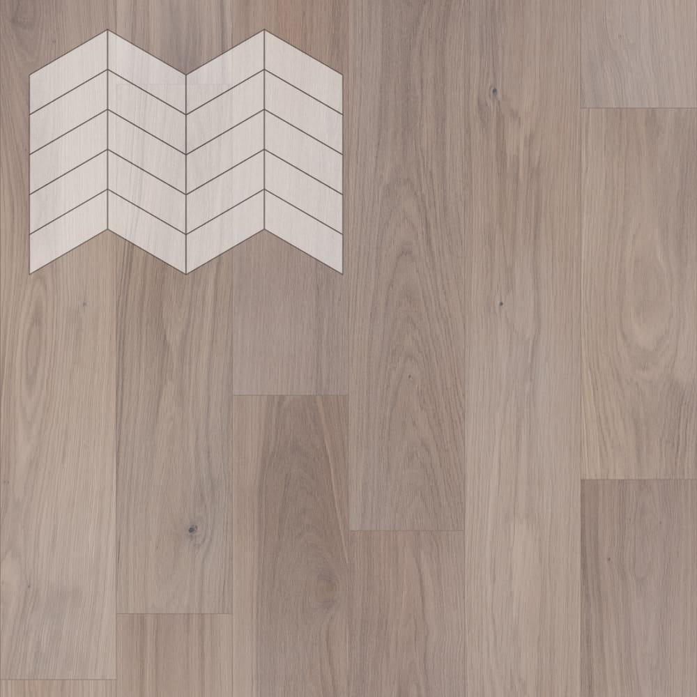 Паркет Елка Французская Lab Arte Chevron Дуб Натур Чегет белый лак 400/328х125х14/3/60°