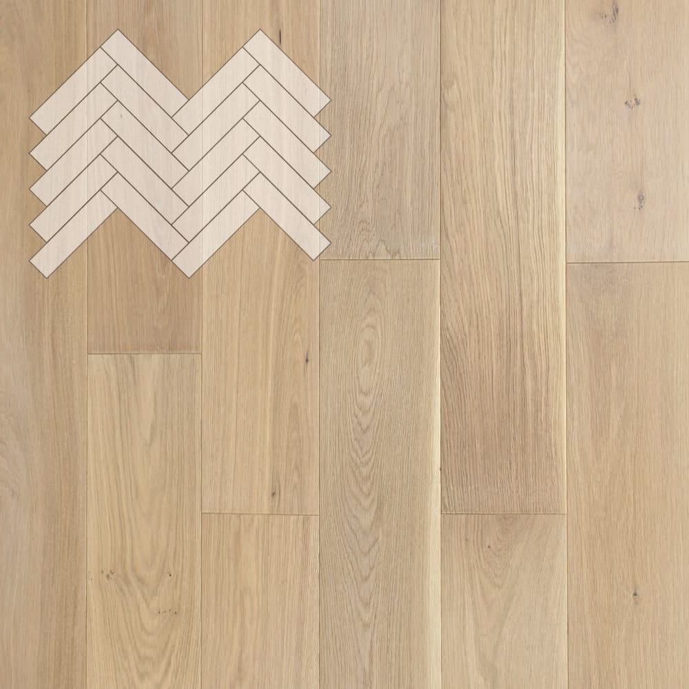 Паркет Елка Английская Lab Arte Angle Дуб Селект Чегет белый лак 500х125х14/3