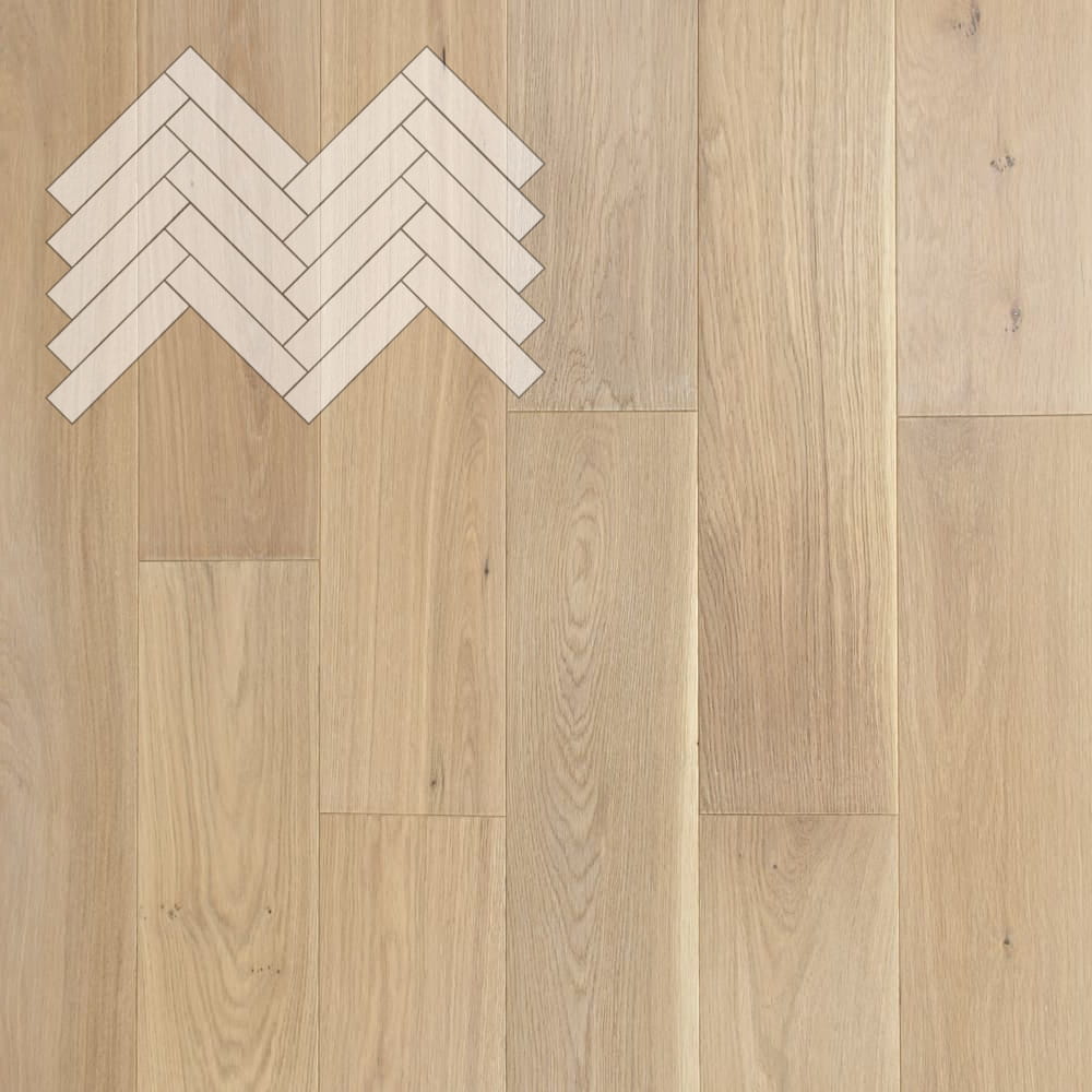 Паркет Елка Английская Lab Arte Angle Дуб Рустик Чегет белый лак 500х150х14/3