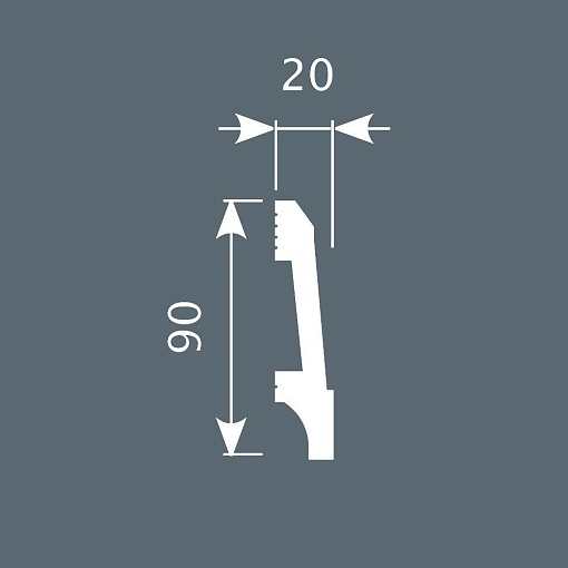 Плинтус PX023, 90х20, 2000мм, Экополимер/12