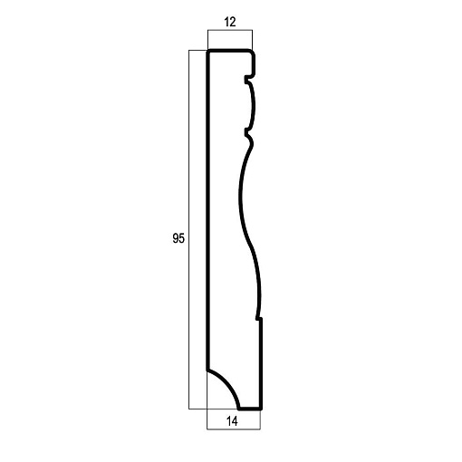 195-16 Плинтус 95, Белый матовый