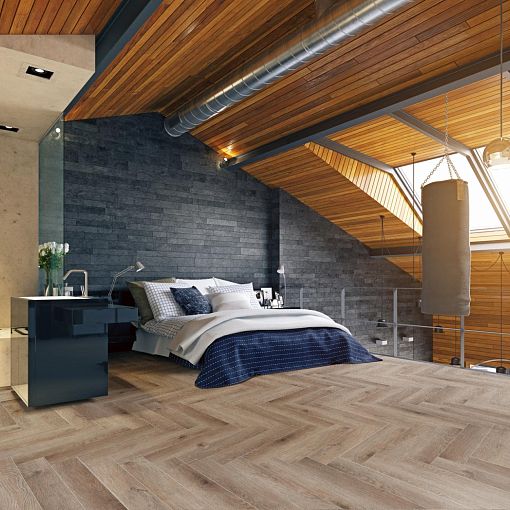 Кварц-винил CronaFloor Herringbone Дуб Монпелье H004