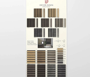 Стенд с образцами "ЦВЕТНЫЕ ПАНЕЛИ И ДОБОРЫ"