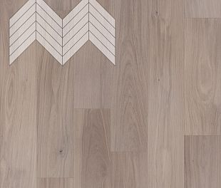 Паркет Елка Французская Lab Arte Chevron Дуб Натур Чегет белый лак 600/510х90х14/3/45° в магазине напольных покрытий «Стильный пол»