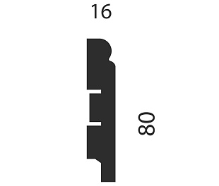 Плинтус AP09 под покраску, белый, 80x16x2400 мм, МДФ