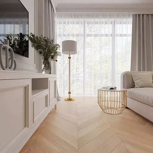 Инженерная доска AlixFloor, Английская ёлка, Дуб кремовый матовый