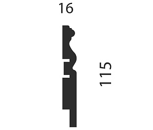 Плинтус AP14 под покраску, белый, 115x16x2400 мм, МДФ