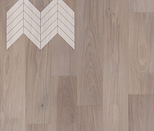 Паркет Елка Французская Lab Arte Chevron Дуб Селект Чегет белый лак 600/490х110х14/3/45° в магазине напольных покрытий «Стильный пол»