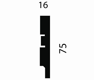 Плинтус AP74 под покраску, белый, 75x16x2400 мм, МДФ