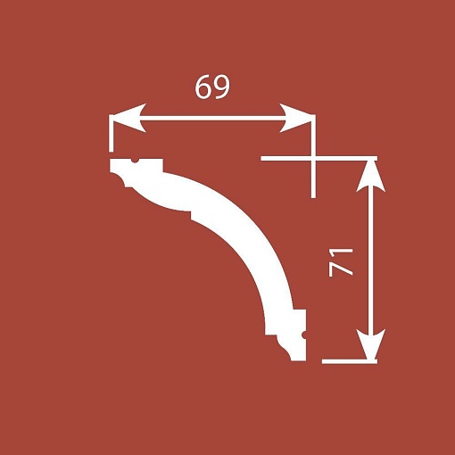 Карниз KX005, 69х71, 2000мм, Экополимер/8