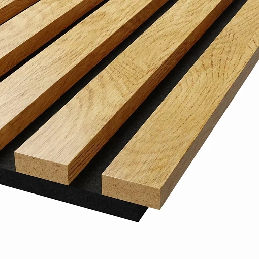 Акустическая панель, черный войлок, 600х600х19мм, рейки МДФ дуб Медный