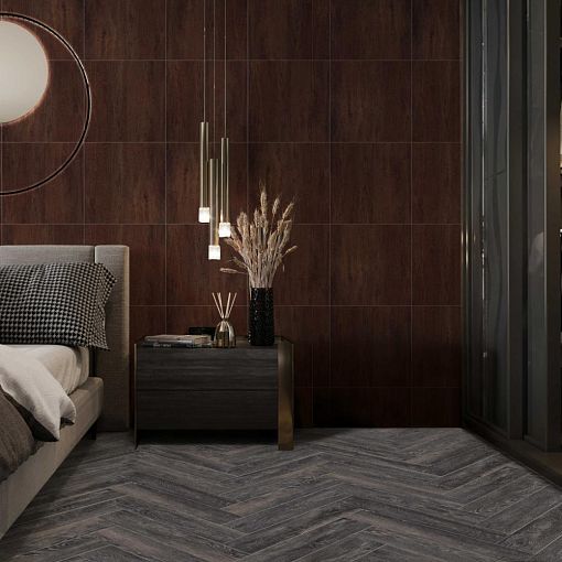 Кварц-винил CronaFloor Herringbone Дуб Бордо H006