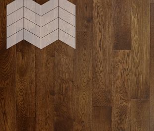 Паркет Елка Французская Lab Arte Chevron Дуб Рустик Табак лак 400/313х150х14/3/60° в магазине напольных покрытий «Стильный пол»