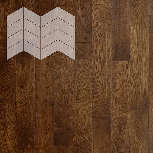 Паркет Елка Французская Lab Arte Chevron Дуб Рустик Табак лак 400/313х150х14/3/60°