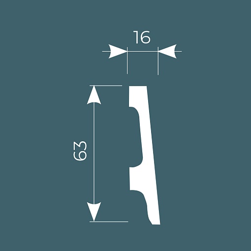 Плинтус PX045, 63х16, 2000мм, Экополимер/14