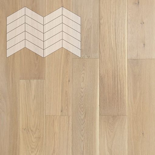 Паркет Елка Французская Lab Arte Chevron Дуб Селект Чегет белый лак 400/337х110х14/3/60°