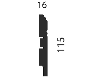 Плинтус AP17 под покраску, белый, 115x16x2400 мм, МДФ