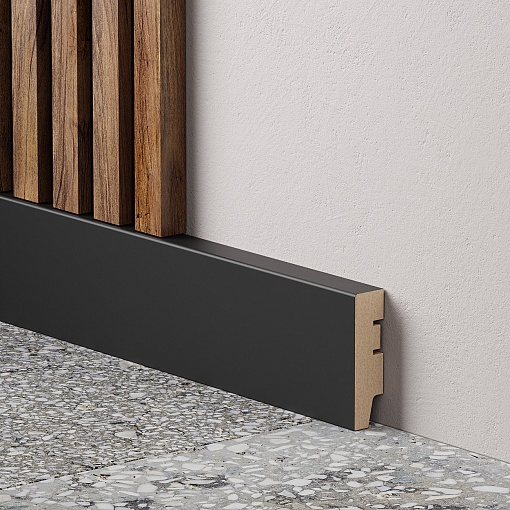 Плинтус WP80 экошпон, черный, 80х22х1200мм, МДФ